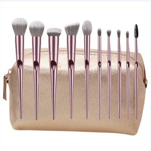 Zoe Ayla Rose gold 10 pc makeup brush set